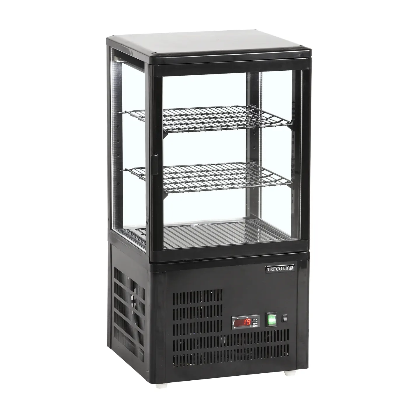 Vitrine panoramique réfrigérée noire de comptoir 60 L