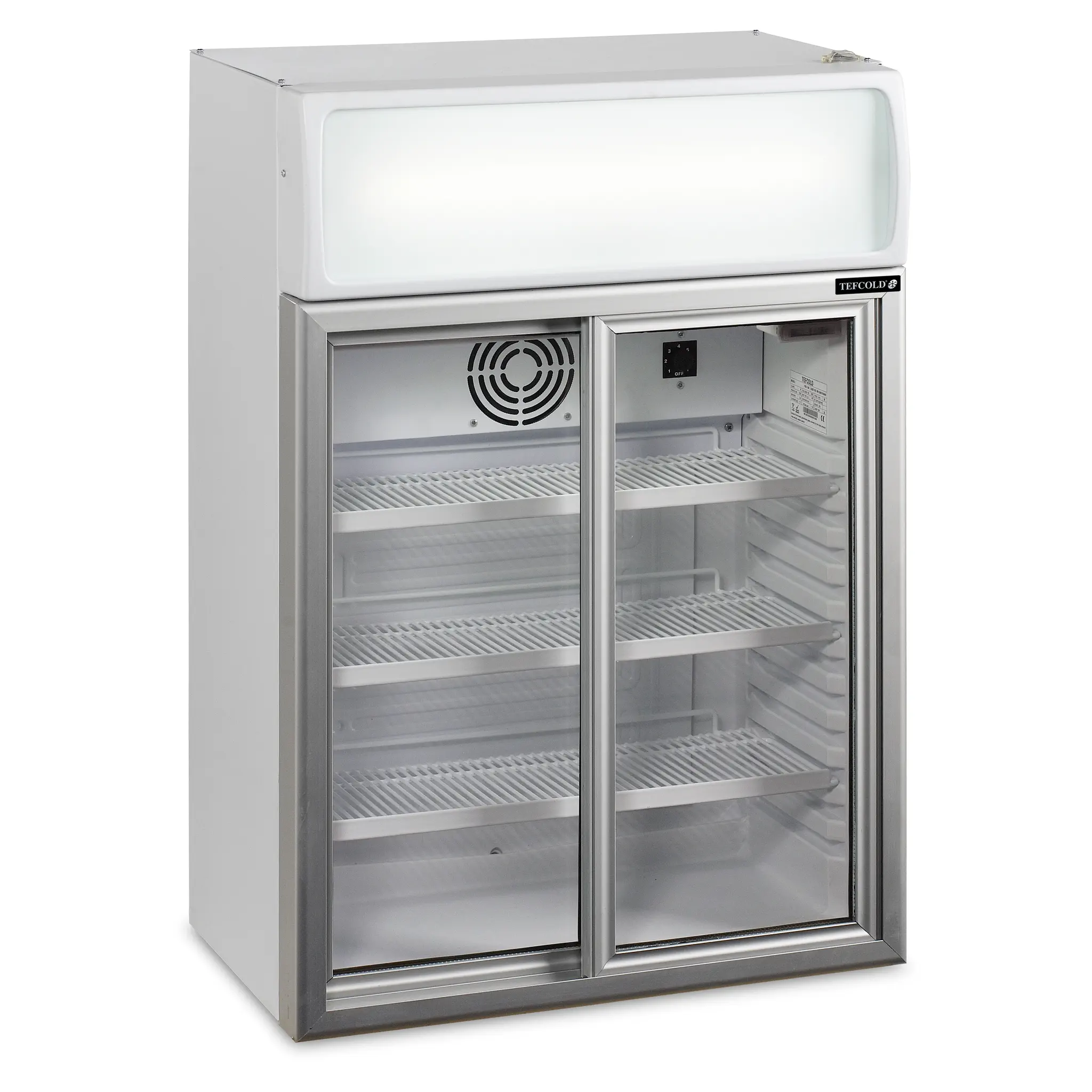 Table top réfrigéré 2 portes vitrées coulissantes avec bandeau lumineux