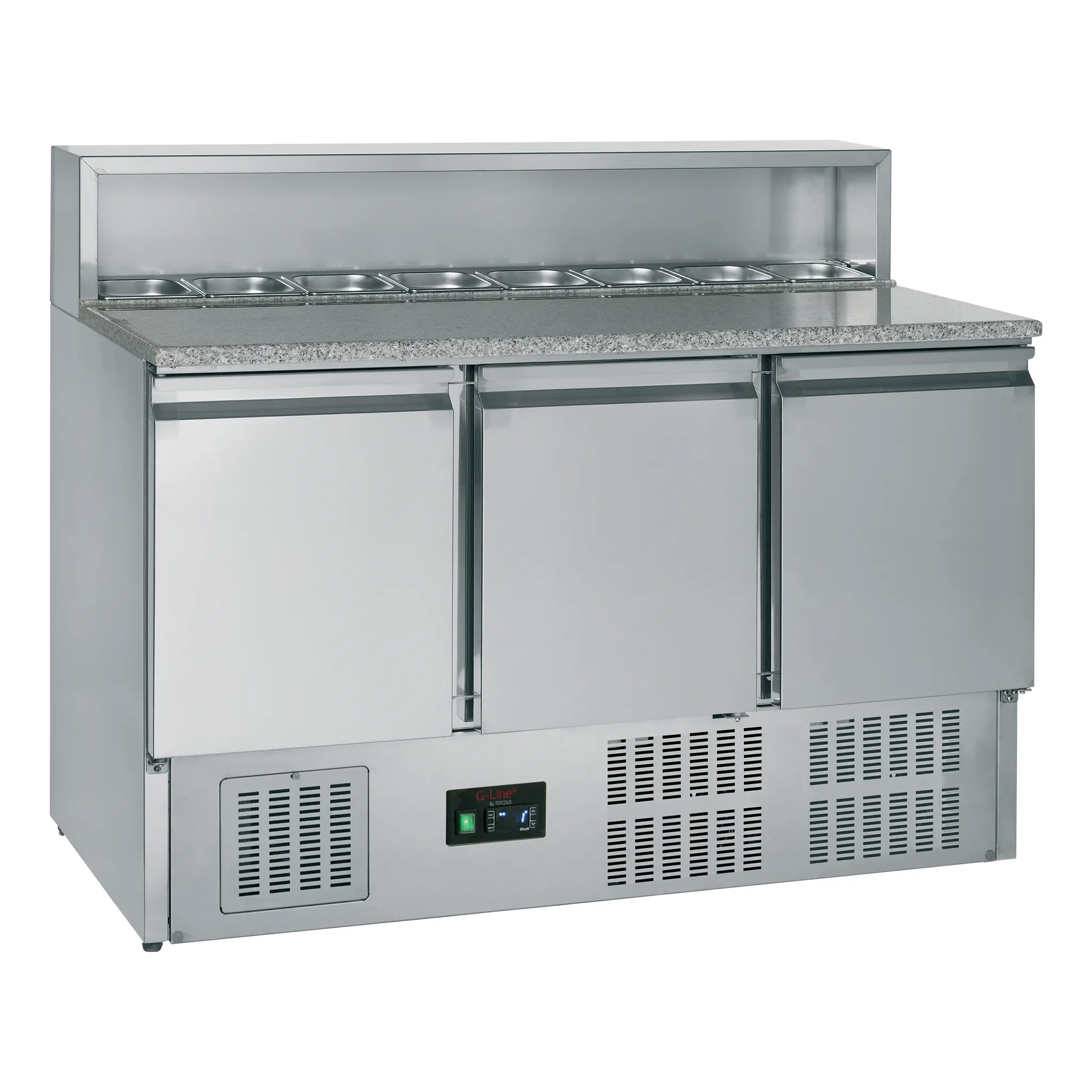 Table à pizza 3 portes avec plan de travail granit 400 L