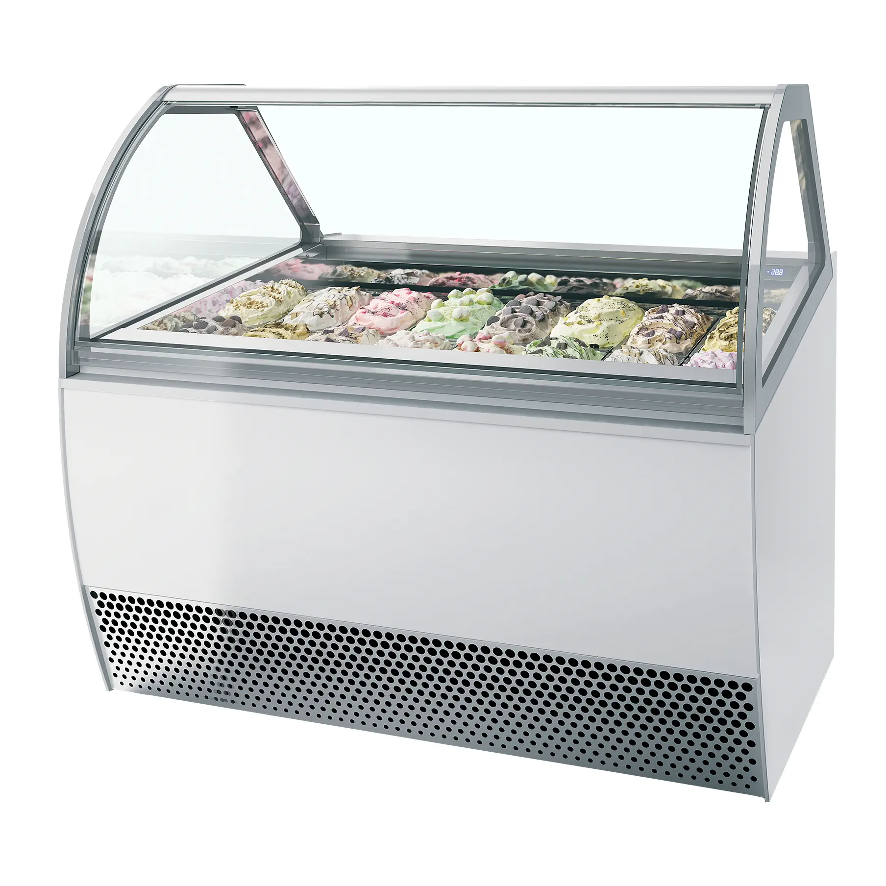 Vitrine ventilée comptoir à glaces Millenium vitre bombée 18 bacs Napoli de 5L