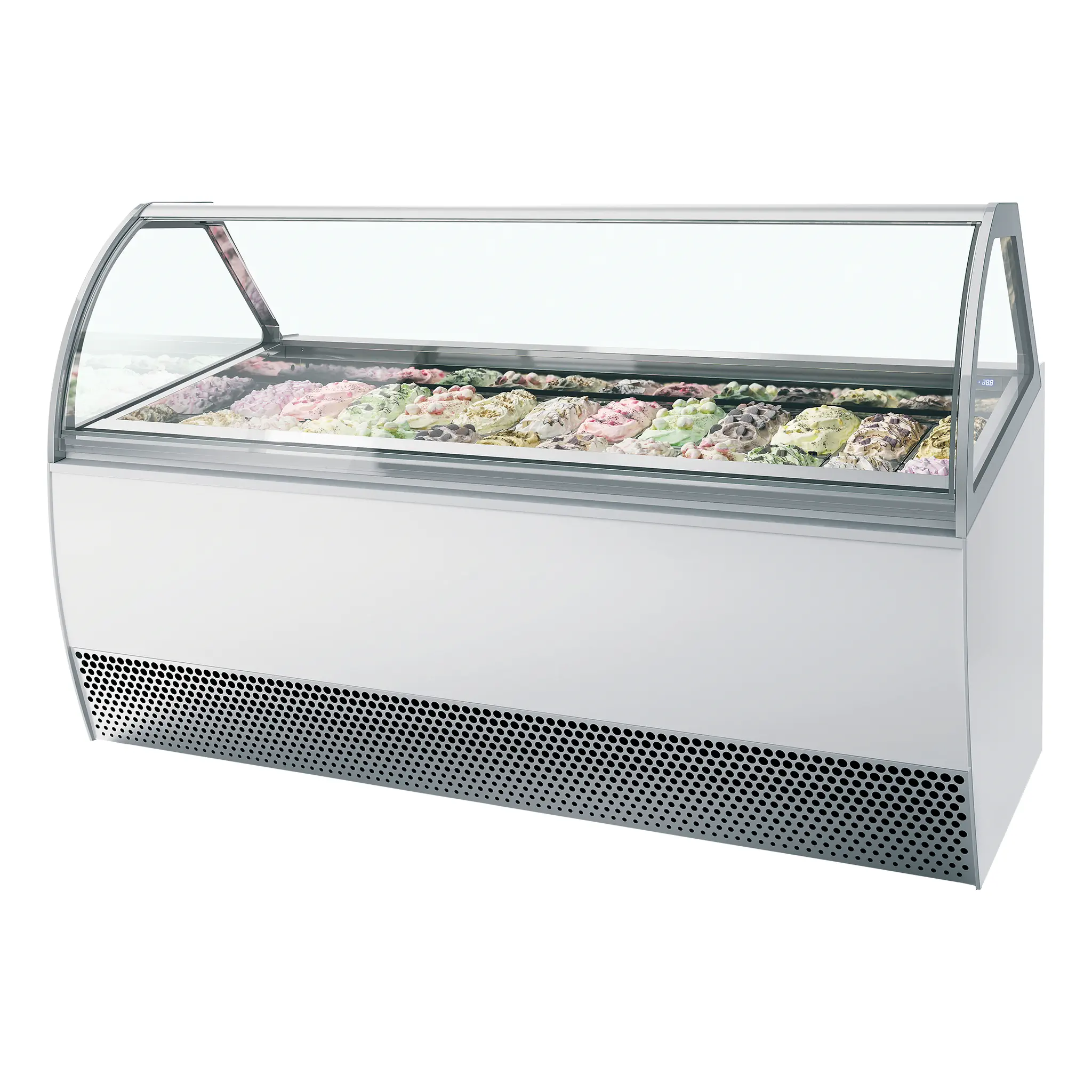 Vitrine ventilée comptoir à glaces Millenium vitre bombée 24 bacs Napoli de 5L