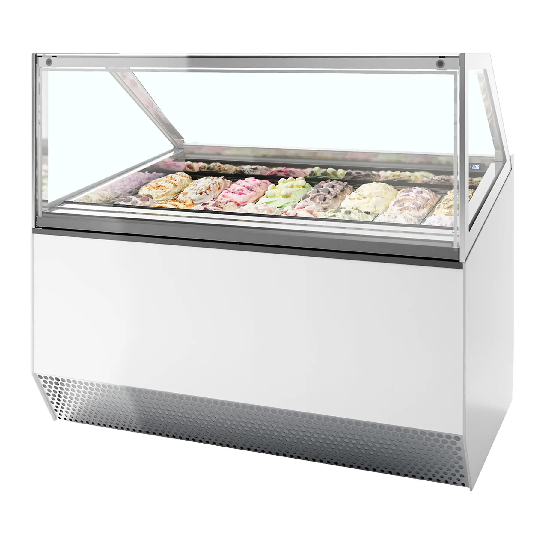 Vitrine ventilée comptoir à glaces Millenium vitre droite 16 bacs Napoli de 5L