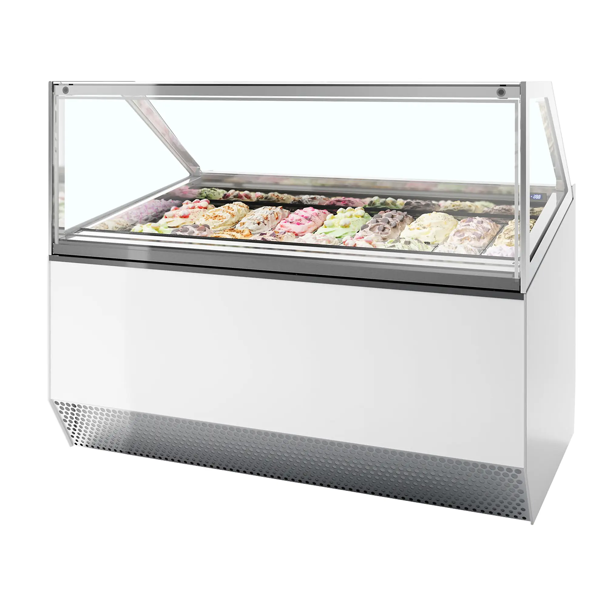 Vitrine ventilée comptoir à glaces Millenium vitre droite 18 bacs Napoli de 5L