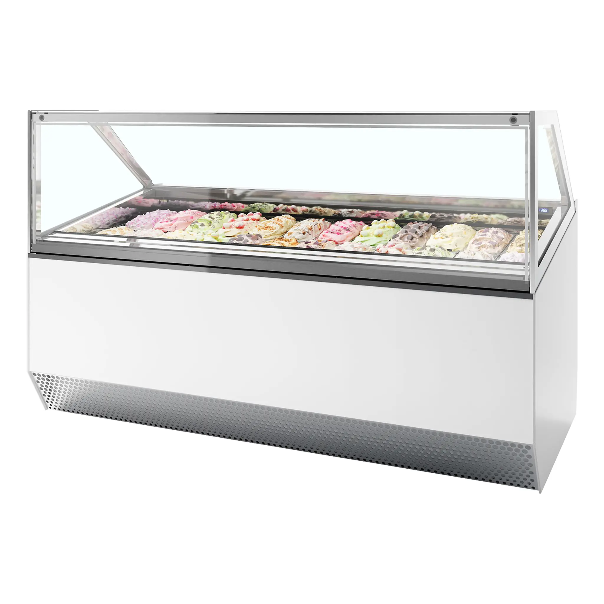 Vitrine ventilée comptoir à glaces Millenium vitre droite 24 bacs Napoli de 5L