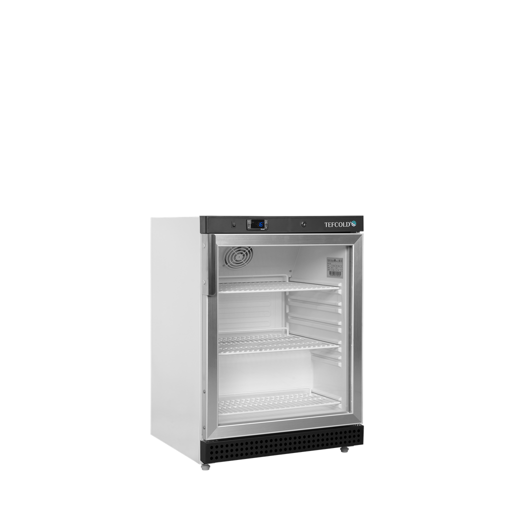 Armoire réfrigérée vitrée table top blanche 136L