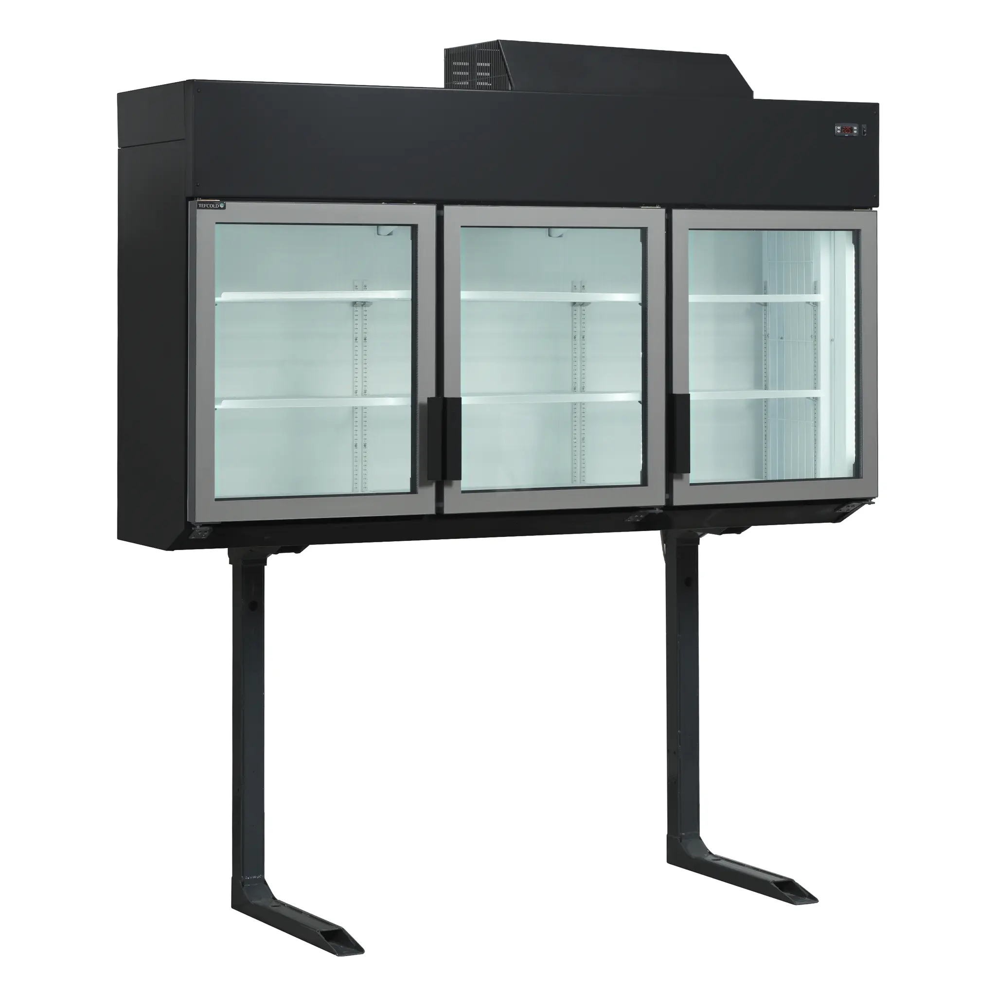 Congélateur/réfrigérateur mural surélevé noir 3 portes 893 L