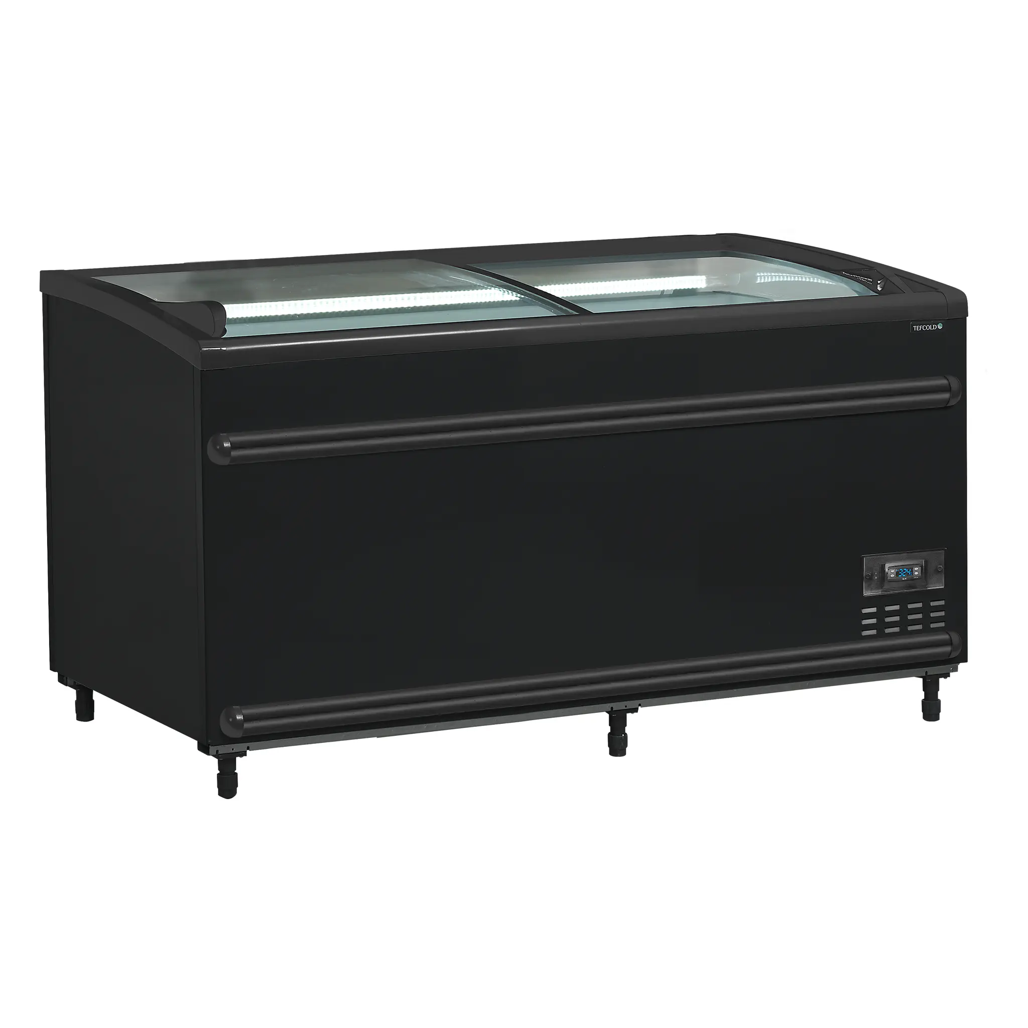 Réfrigérateur / congélateur de supermarché noir avec vitre incurvée 715 L