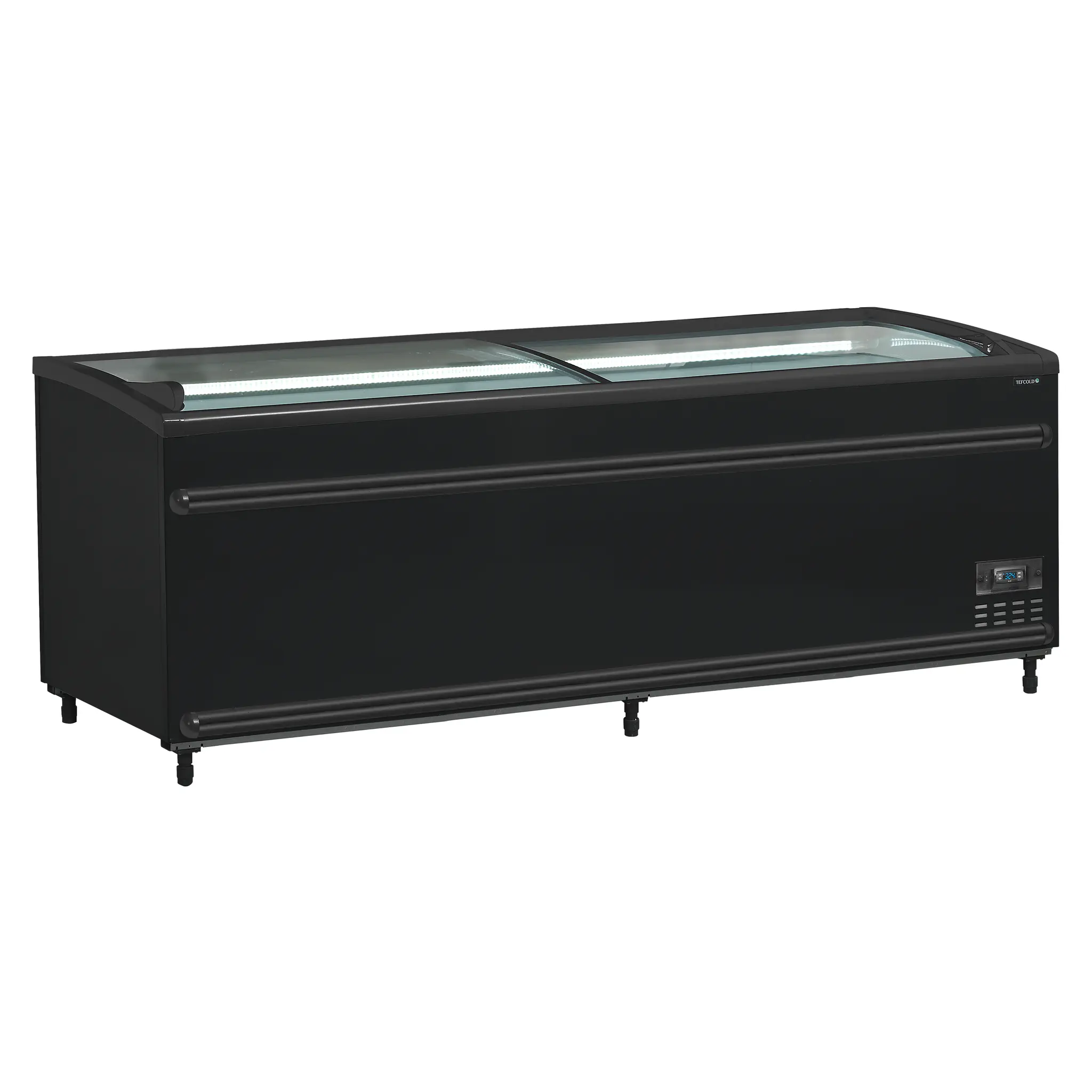 Réfrigérateur / congélateur de supermarché noir avec vitre incurvée 908 L