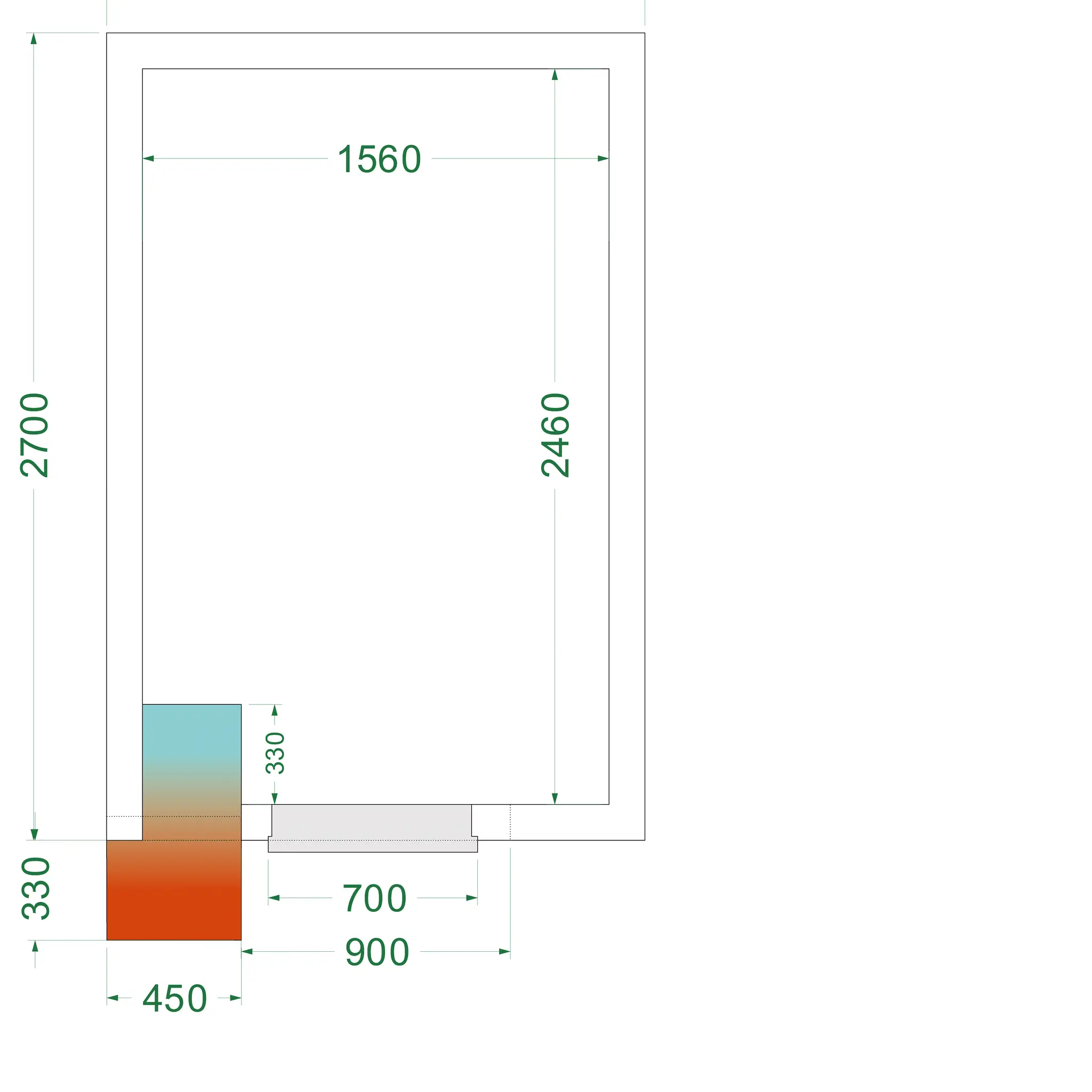 Chambre froide négative avec groupe 1800 x 2700 x 2200 mm