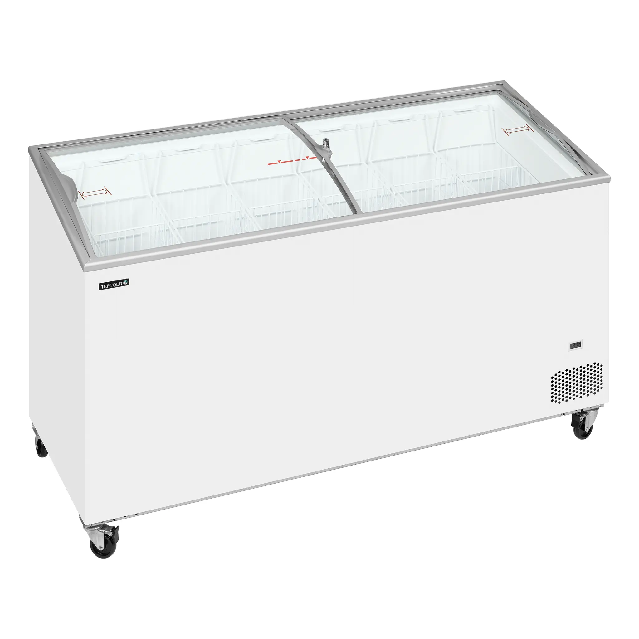 Congélateur coffre avec couvercles coulissants vitrés bombés 427 L