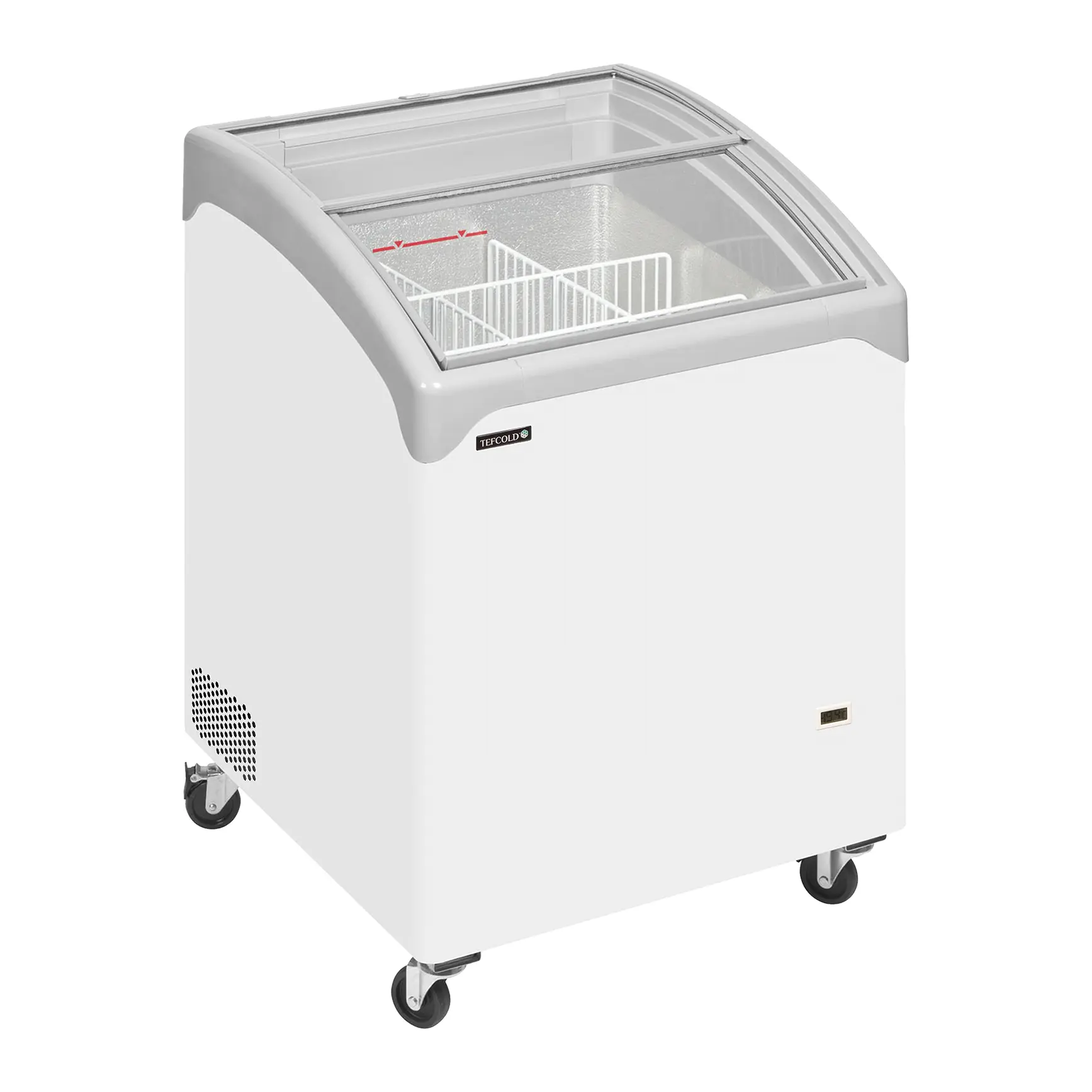 Congélateur coffre élégant avec couvercles coulissants vitrés bombés 130 L