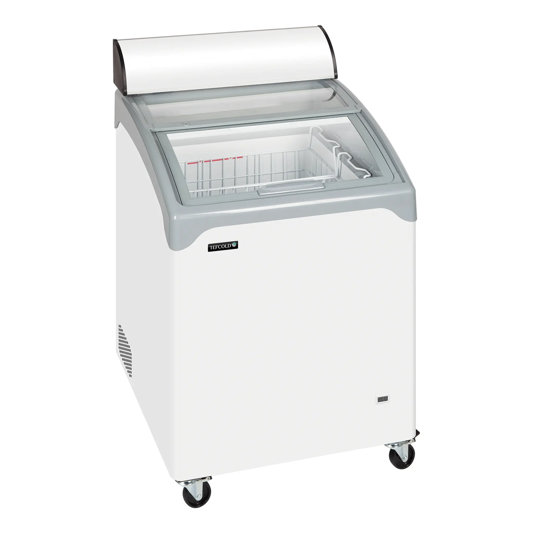 Congélateur coffre élégant avec couvercles coulissants vitrés bombés 130 L