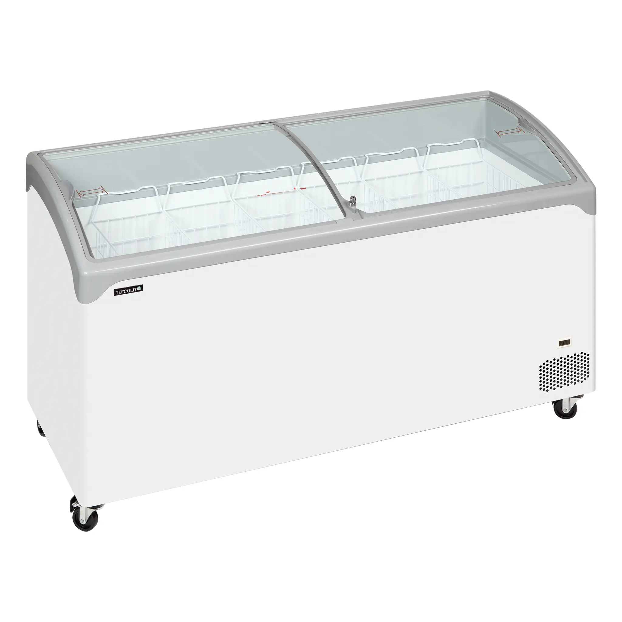 Congélateur coffre élégant avec couvercles coulissants vitrés bombés 475 L