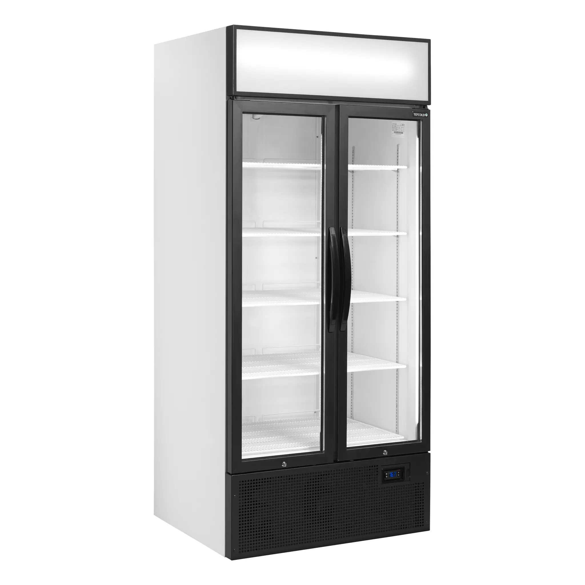 Armoires à boissons 2 portes battantes full black avec bandeau lumineux