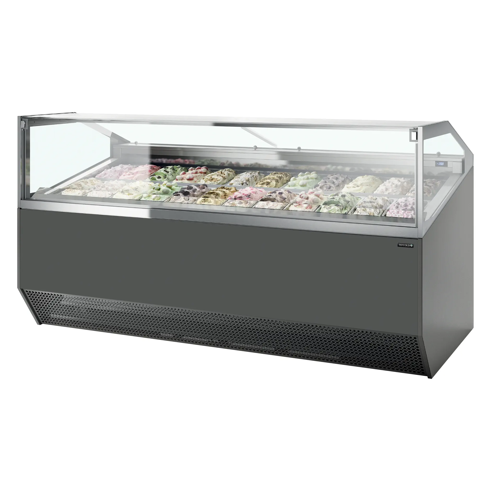 Vitrine comptoir à glaces premium Super Capri froid ventilé  18 bacs Napoli de 5L