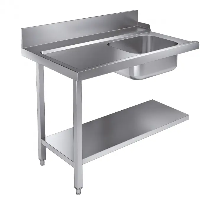 Table d'entrée gauche 1 bac avec étagère 1200mm