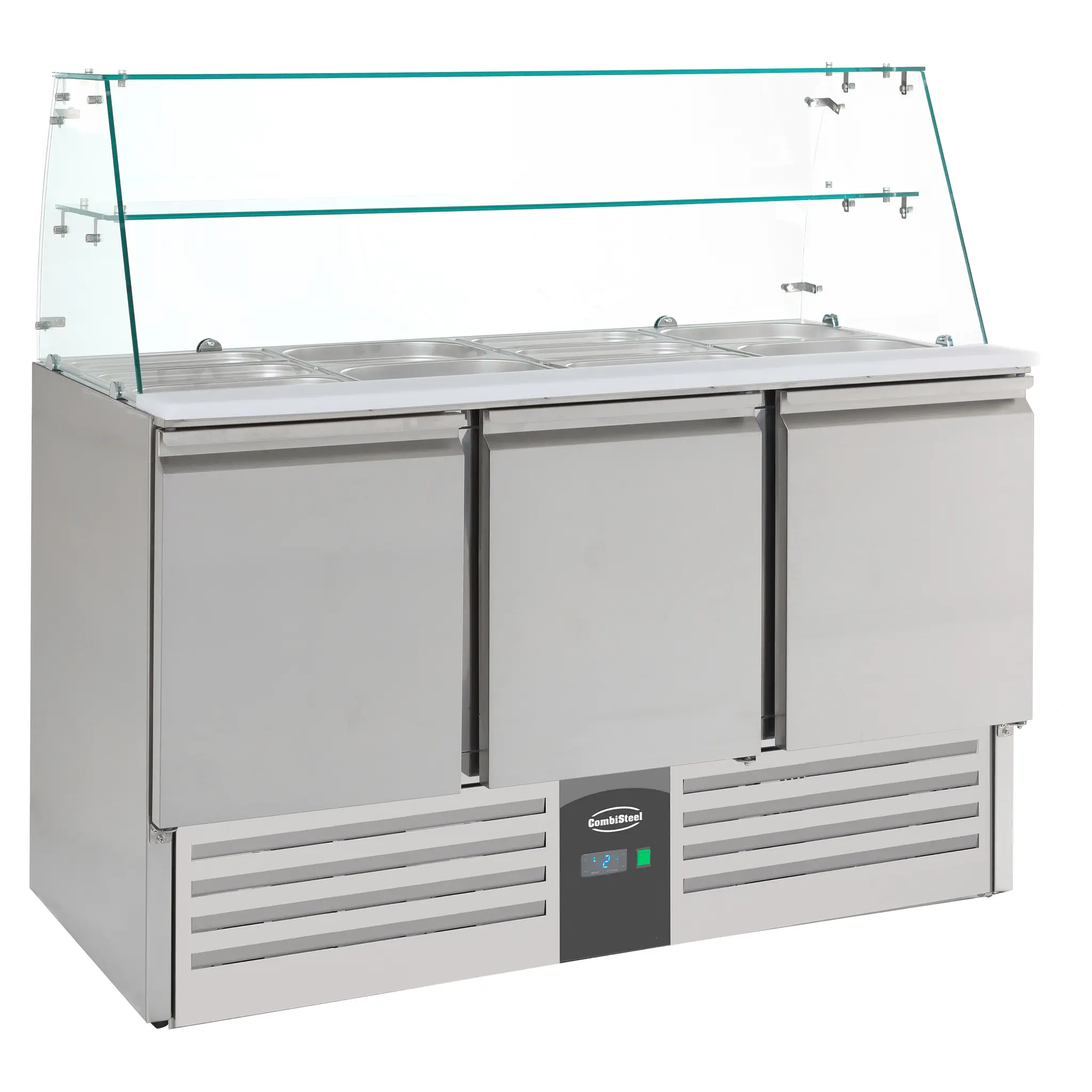 Saladette réfrigéree vitrée 3 portes 4x GN 1/1 - Compact Line