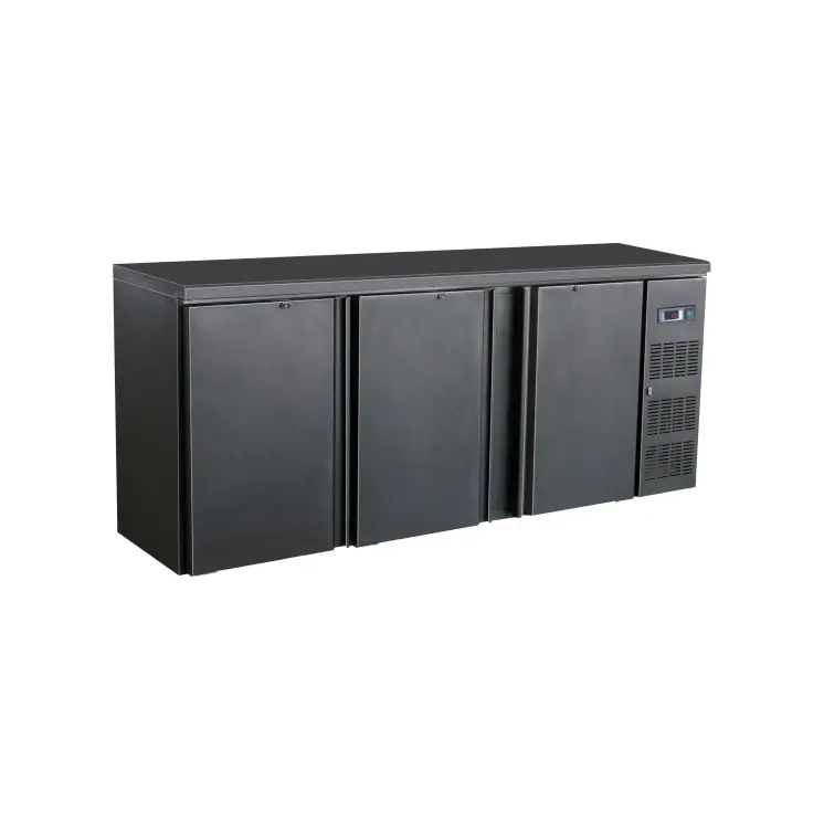 Arrière bar réfrigérée noir 3 portes battantes - 537 L - Standard Line