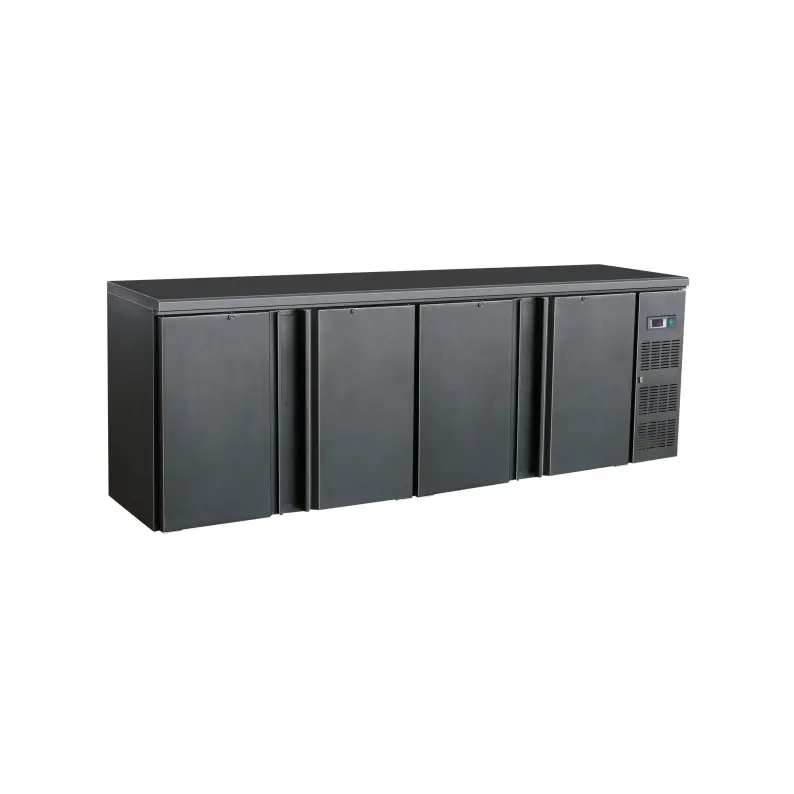 Arrière bar réfrigérée noir 4 portes battantes - 698 L - Standard Line