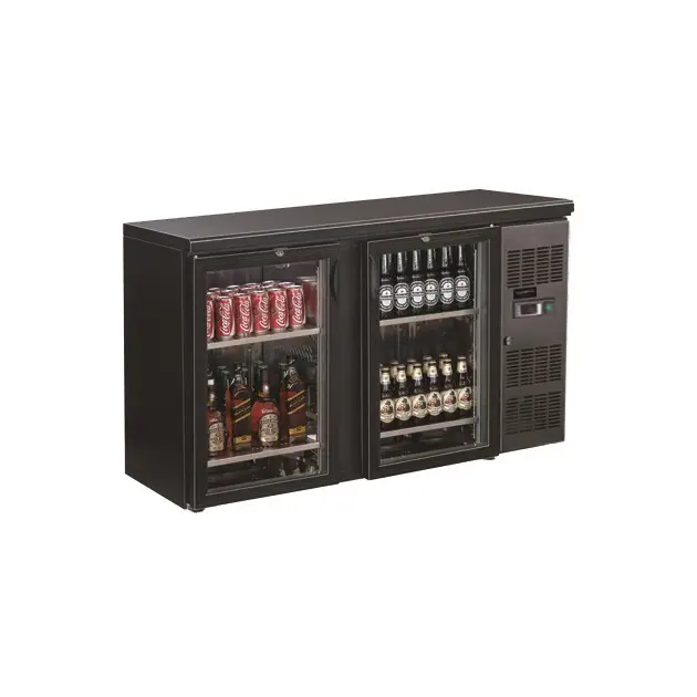 Arrière bar réfrigérée noir 2 portes vitrées battantes - Standard Line