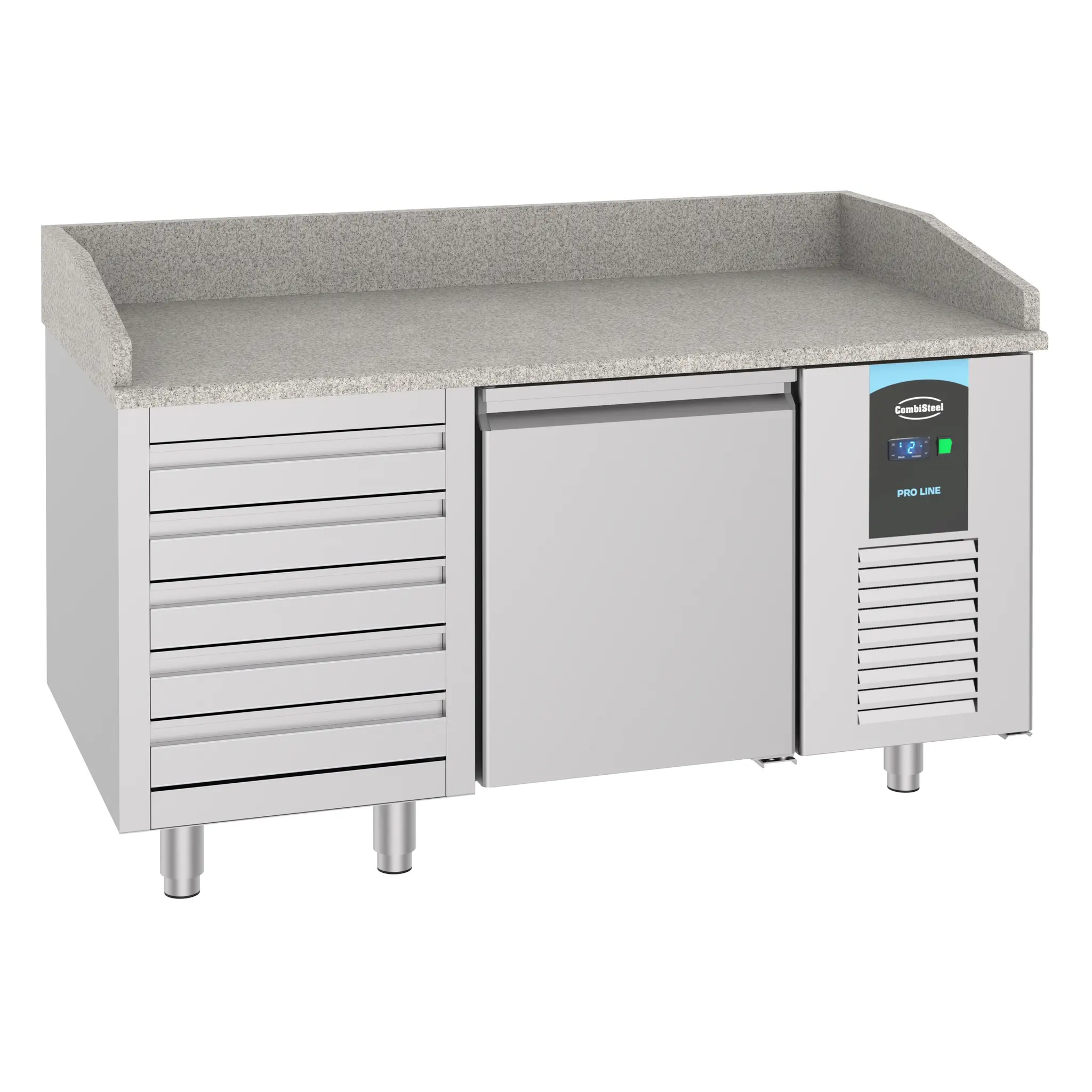 Table à pizzas 1 porte 5 tiroirs - 380 L - Pro Line