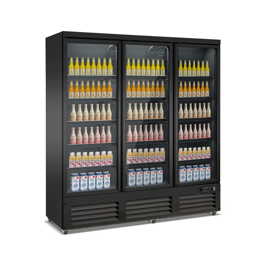 Vitrine réfrigérée positive 3 portes en verre noire - 1600 L