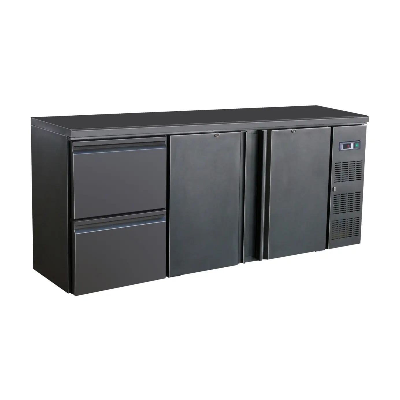 Arrière bar réfrigérée noir 2 portes et 2 tiroirs - 537 L - Standard Line