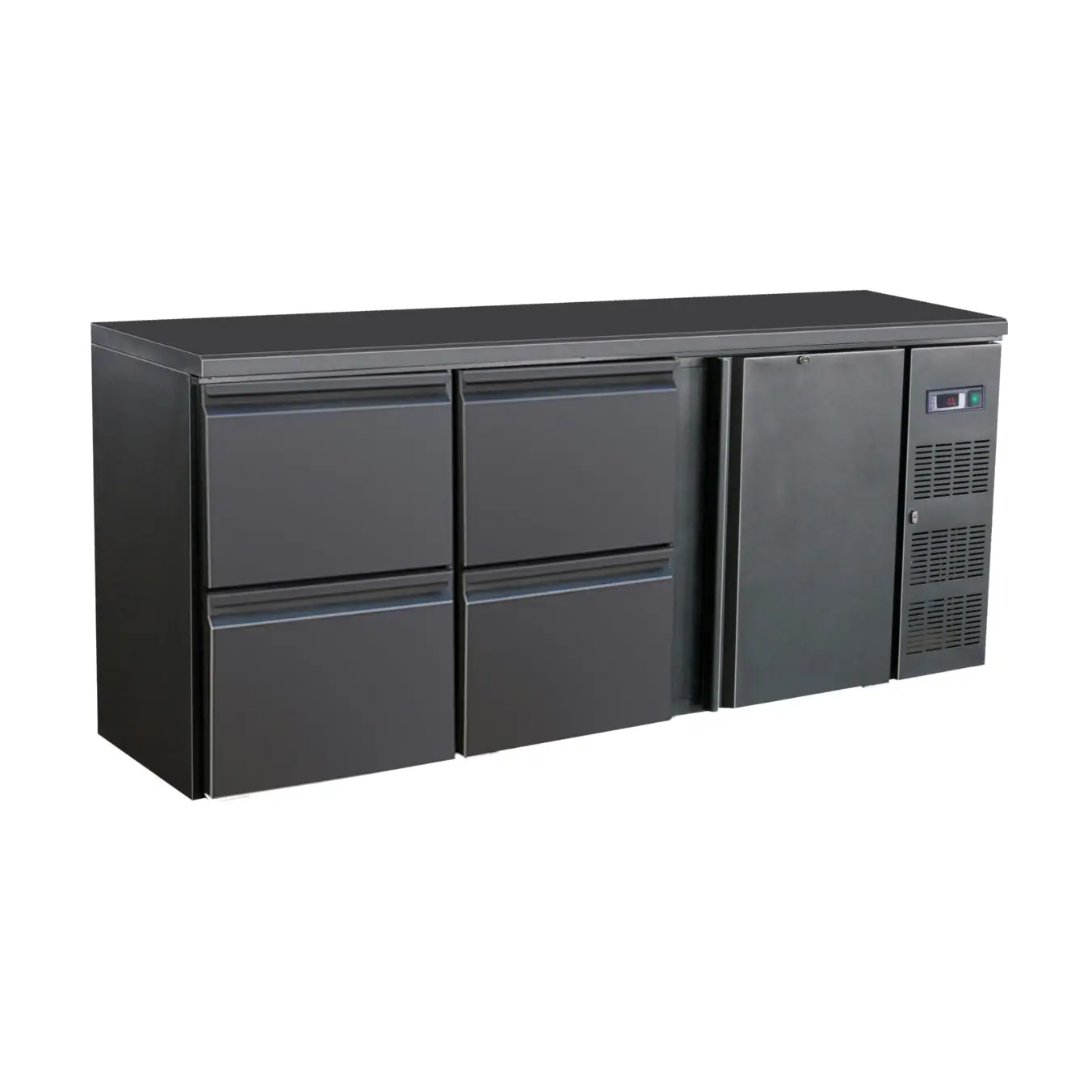 Arrière bar réfrigérée noir 1 porte et 4 tiroirs - 537 L - Standard Line