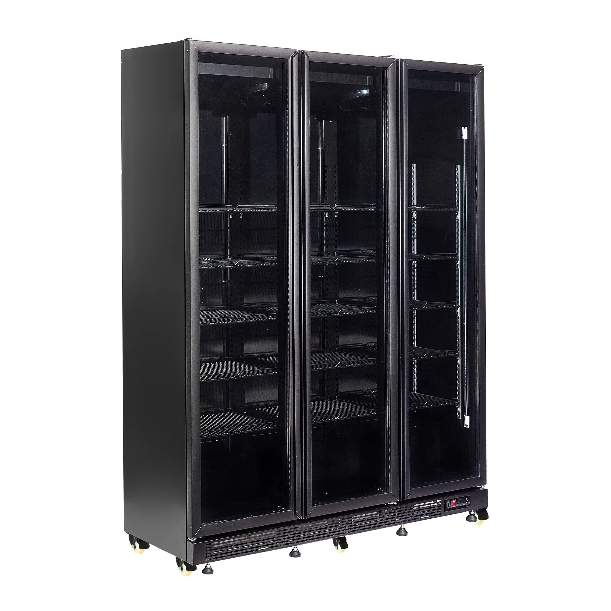 Vitrine réfrigérée positive 3 portes en verre noir nap-1200 ht - avec porte chauffante