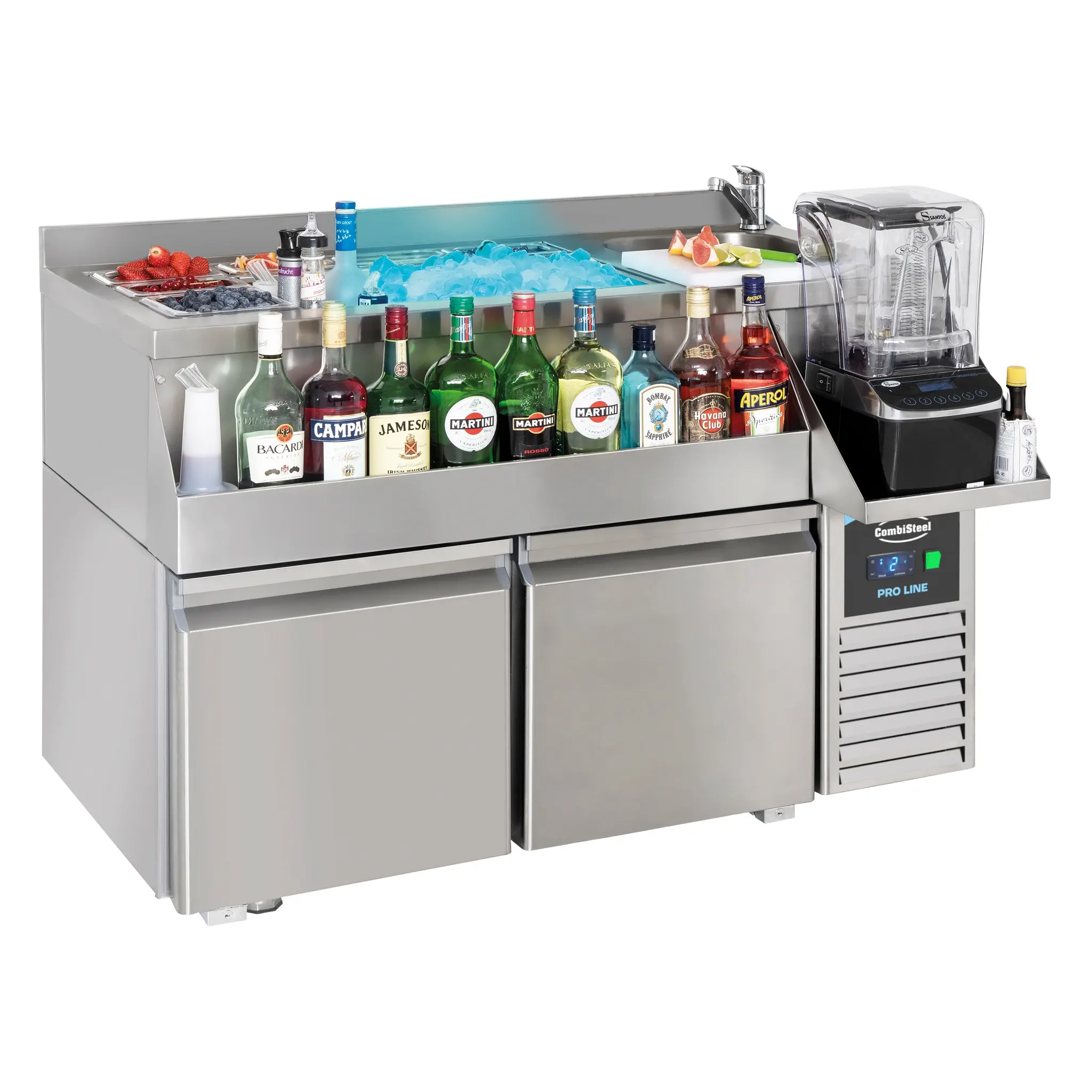 Table réfrigérée 2 portes avec poste à cocktails - 180 L