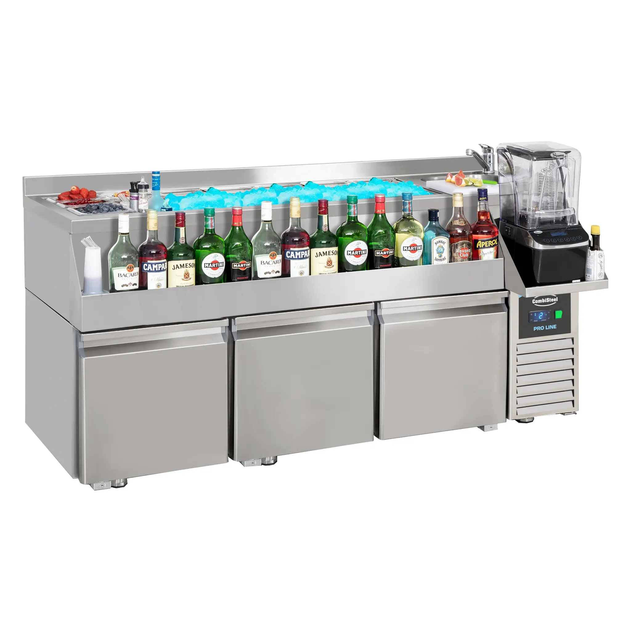 Table réfrigérée 3 portes avec poste à cocktails - 280 L