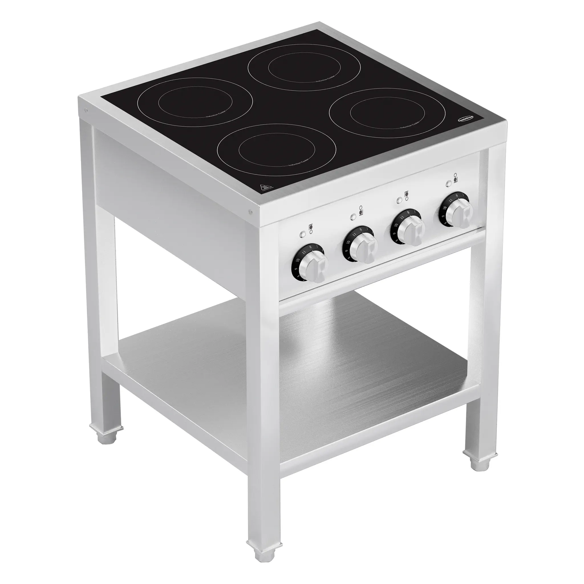 Fourneau à induction 4 zones avec dessous ouvert