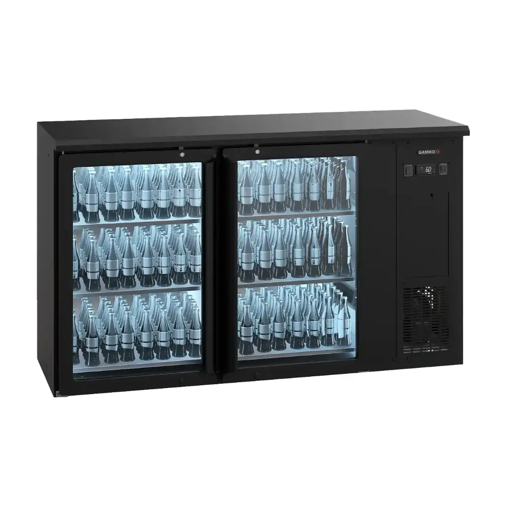 Arrière bar réfrigéré anthracite 2 portes vitrées 