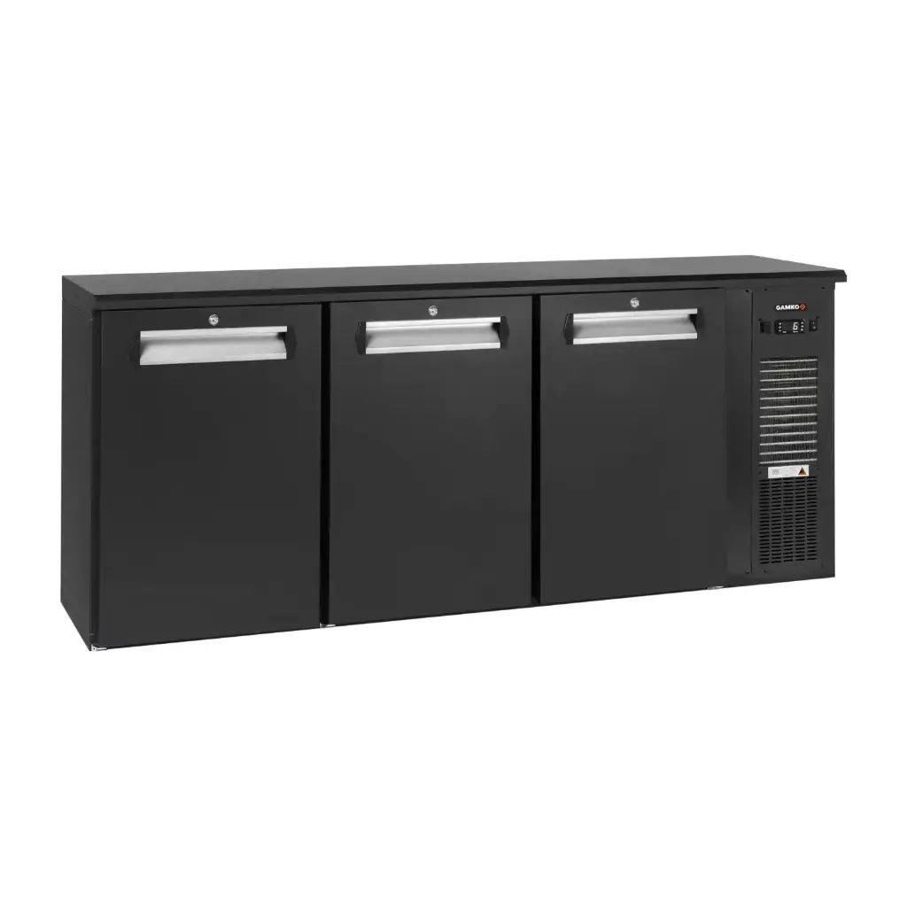 Arrière bar réfrigéré anthracite 3 petites portes pleines 