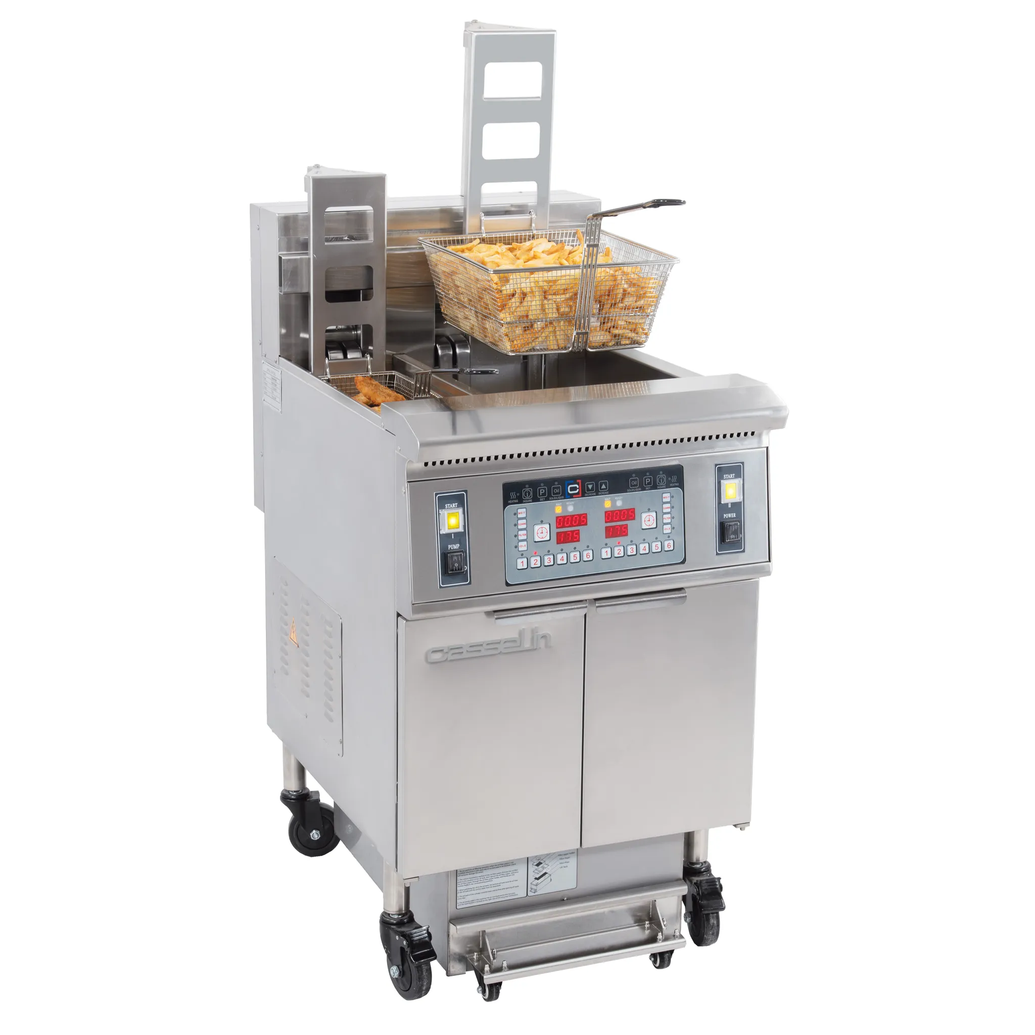 Friteuse électrique avec relevage automatique et filtration 12+22 L 8,5+17kW