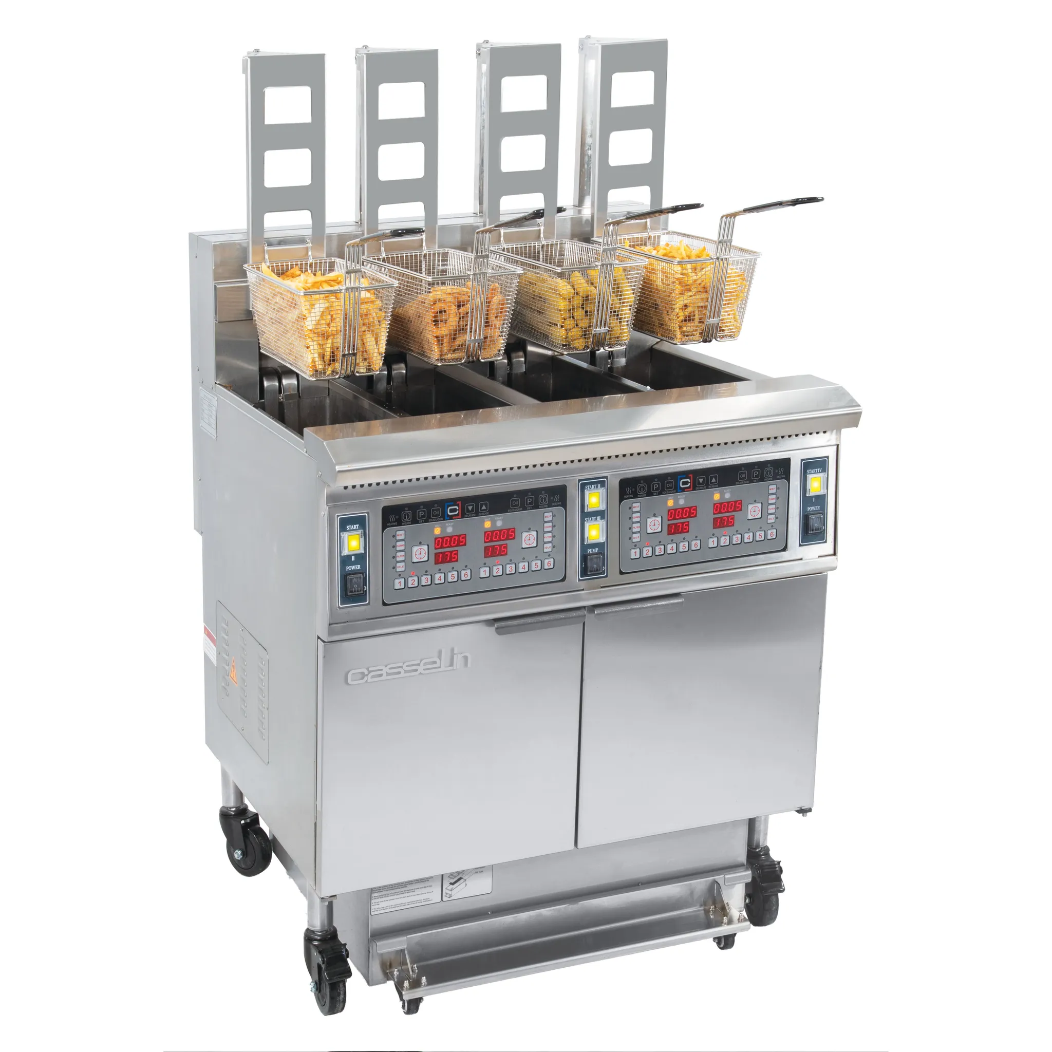 Friteuse électrique avec relevage automatique et filtration 4x12 litres 17+17kW