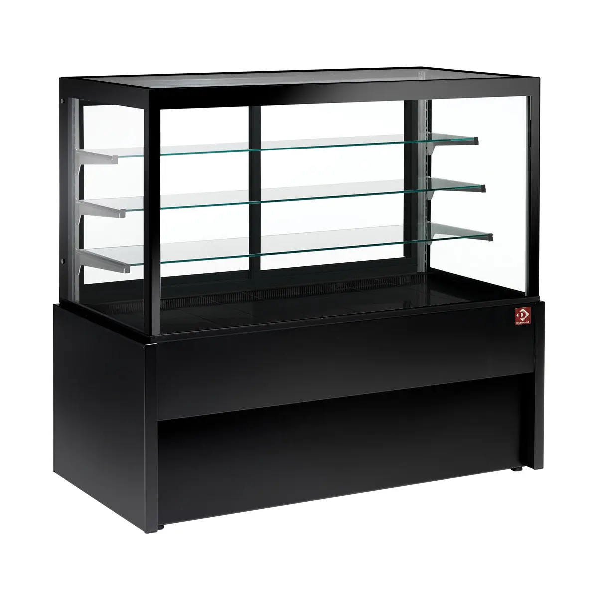 Comptoir vitrine panoramique, neutre, 4 niveaux, sans réserve - NOIR