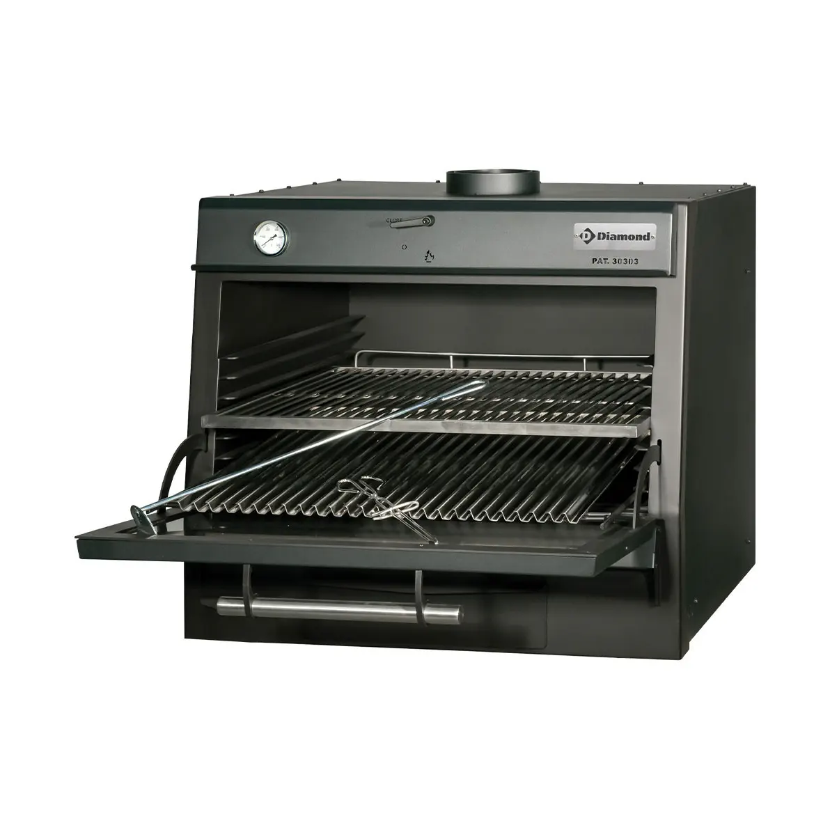 Four-BBQ à charbon, GN 1/1 + GN2/4 (75 Kg/h)/Noir