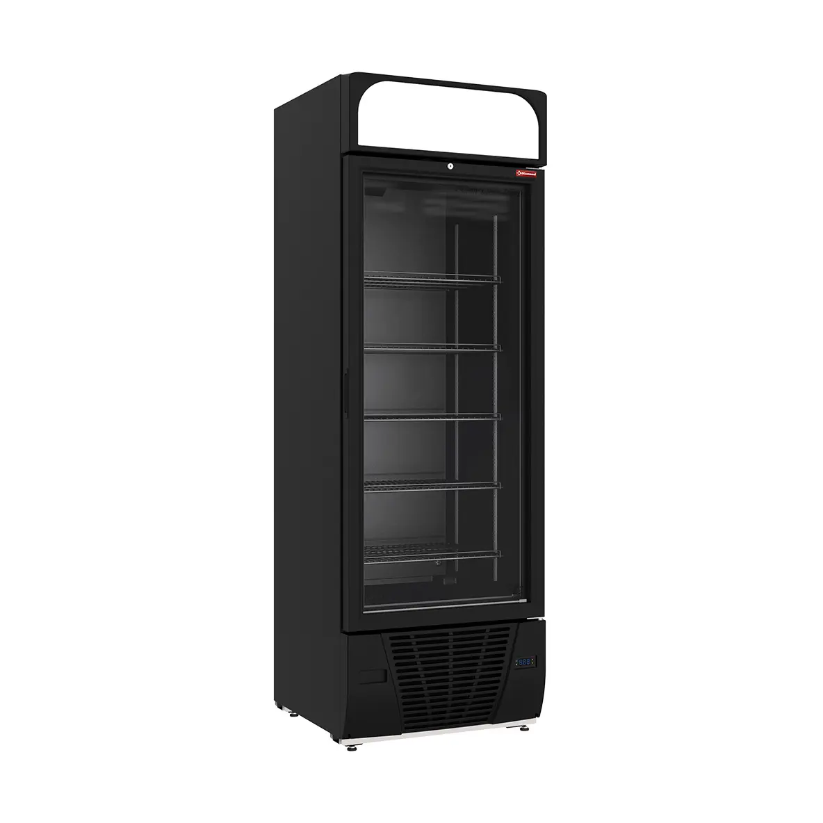 Vitrine ventilée négative vitrée 496  litres - 6 niveaux avec caisson lumineux - NOIRE
