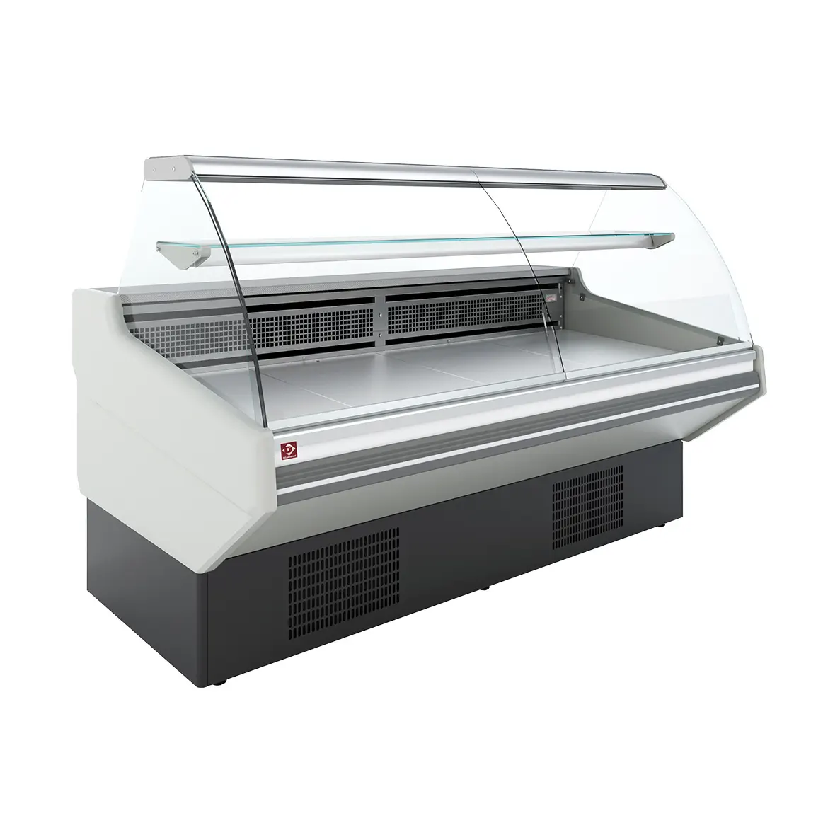 Comptoir statique, avec réserve, vitre bombée - Frontal BLANC - 2510 x 1070 mm