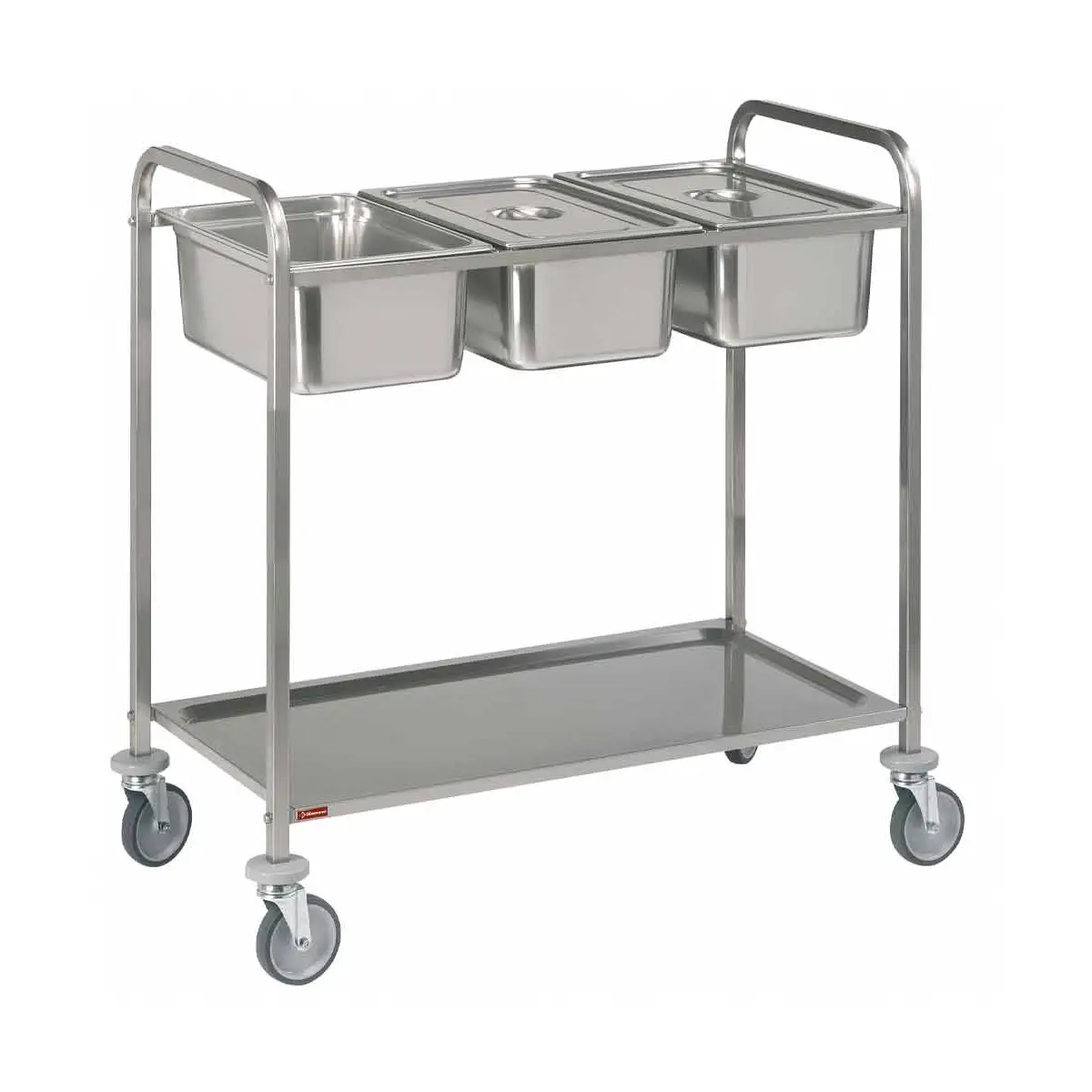 Chariot de service inox, 3x GN 1/1 + 1 niveau
