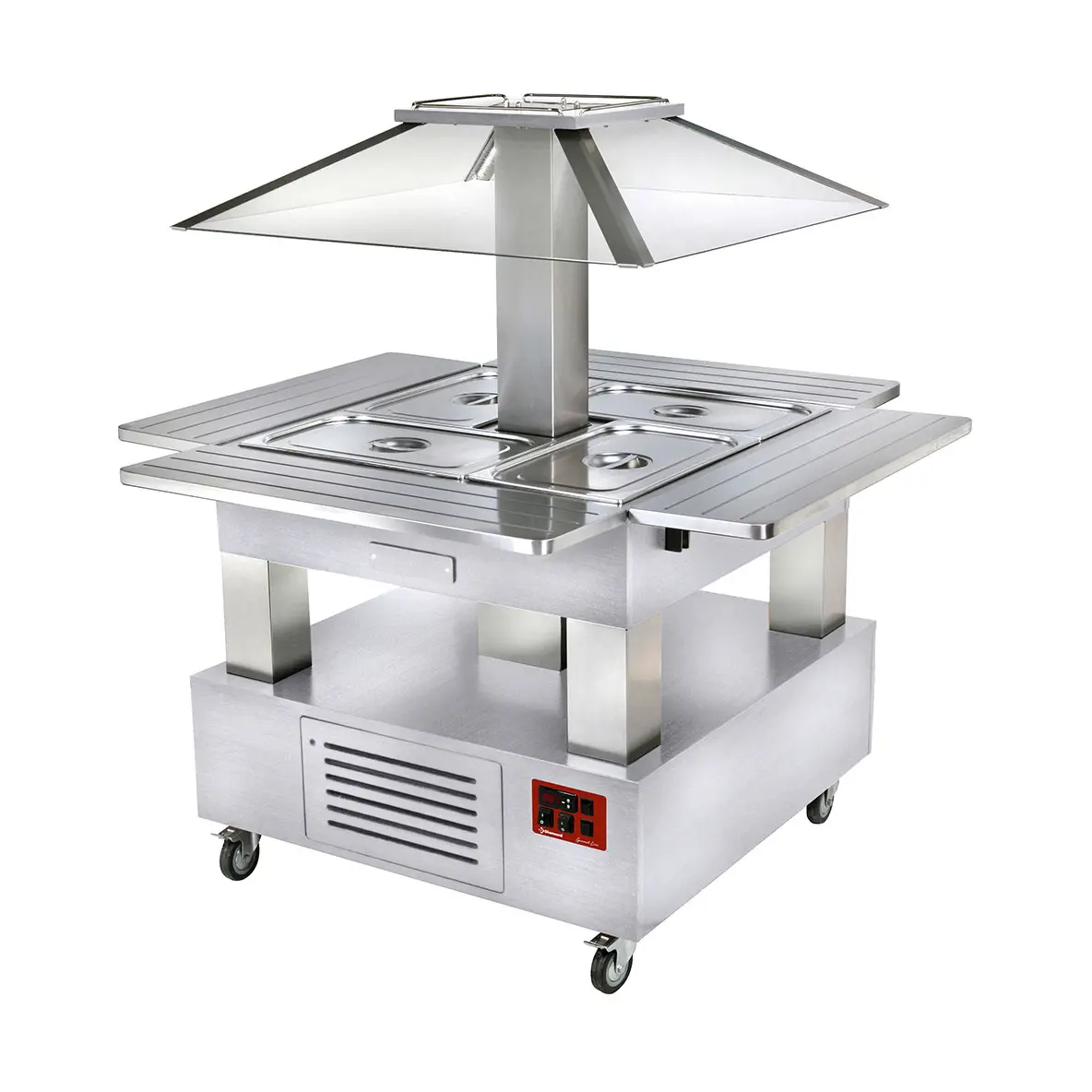 Ilot buffet - Salad bar, réfrigéré, coupole motorisée, 4x GN1/1-150 (Bois Blanc)