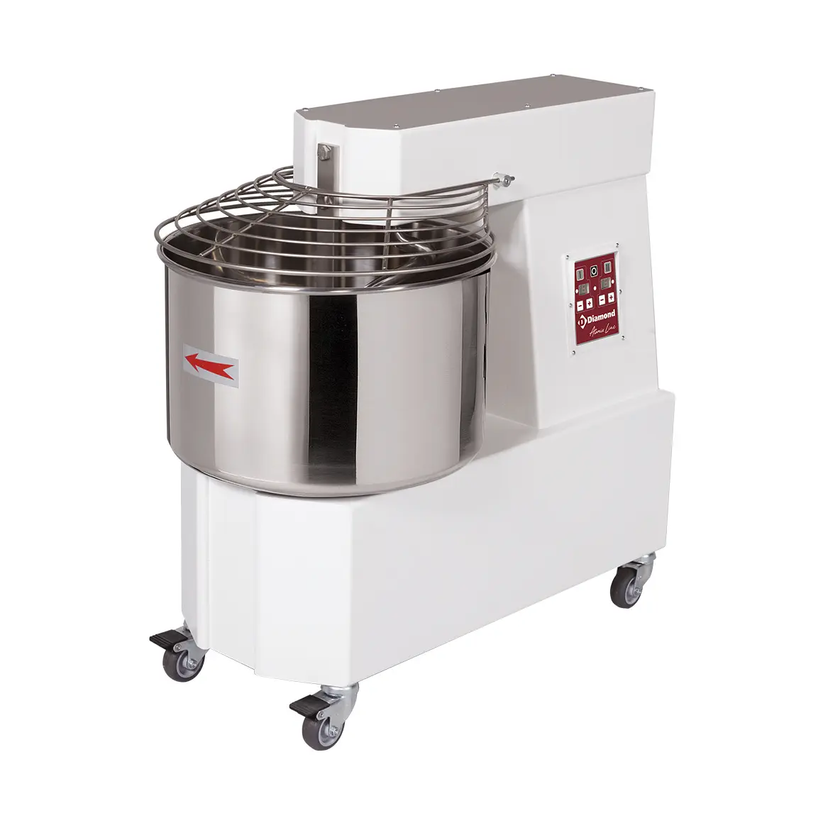 Pétrin à spirale 42 Lt  2 vit. - Automatique, digitale, sur roues
