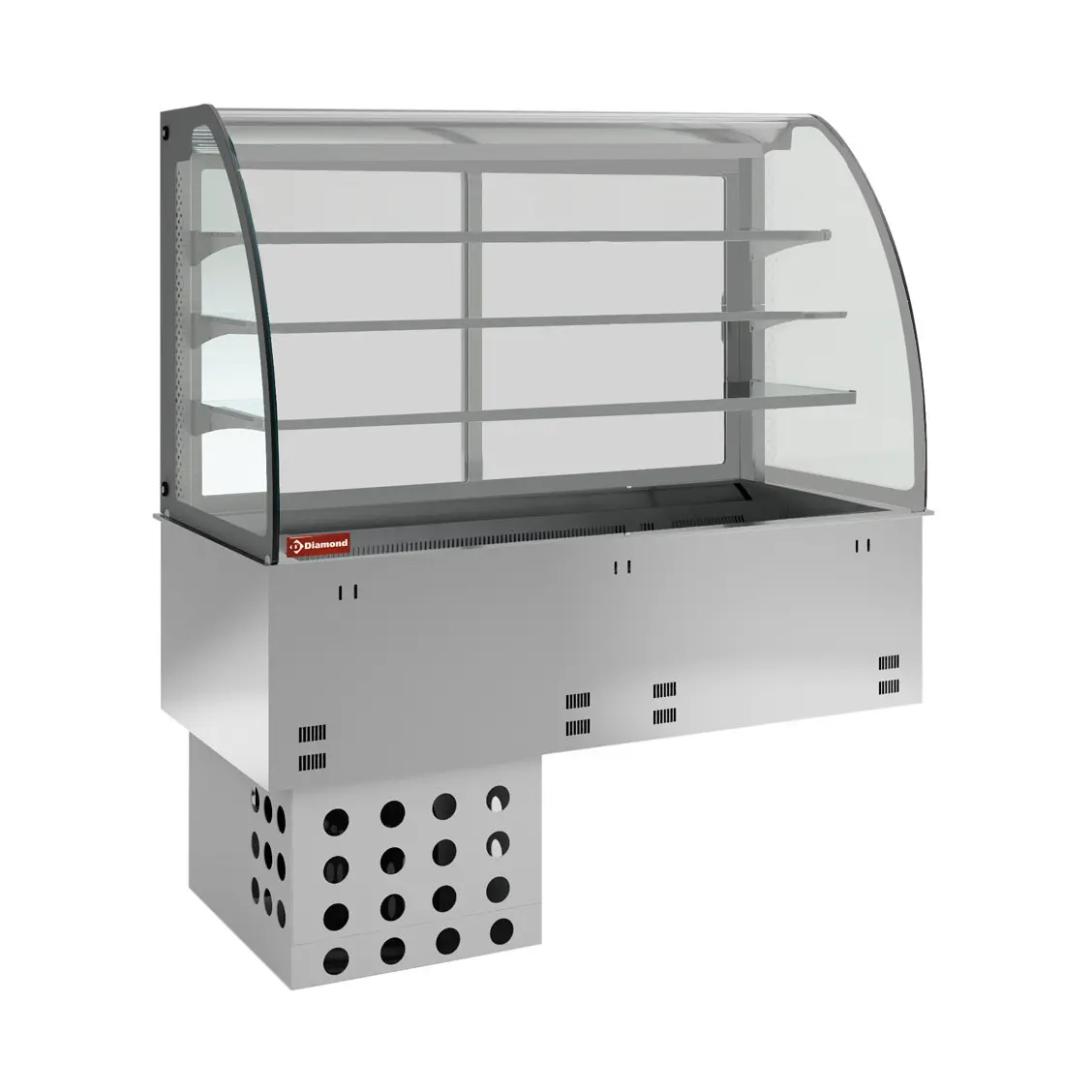 Elément cuve et vitrine sur 3 niveaux fermée, réfrigérées, ventilées, 4x GN 1/1