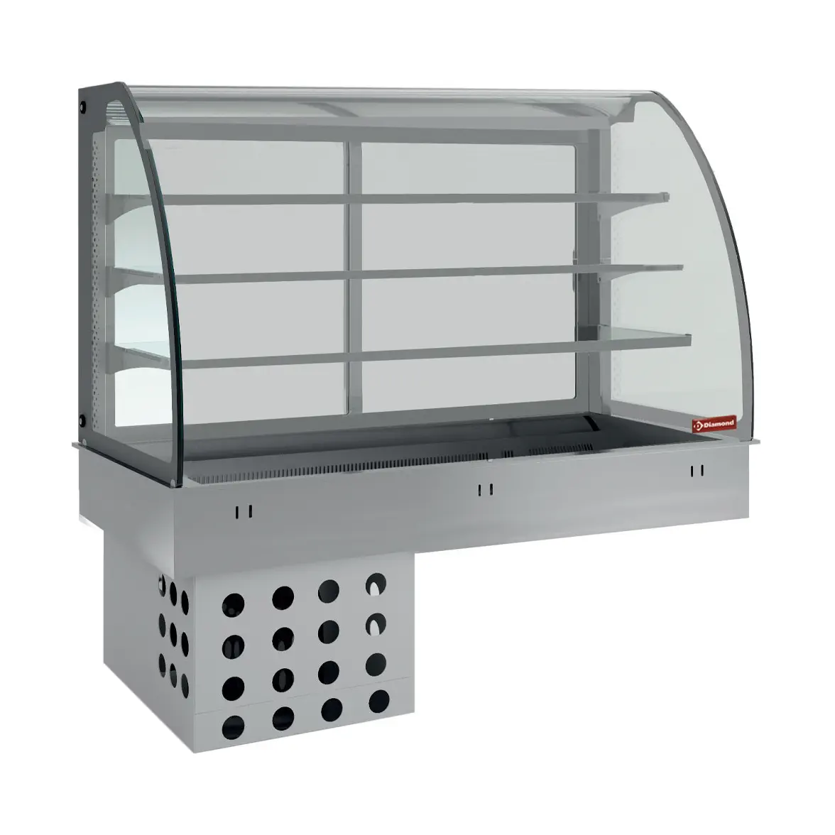 Elément top et vitrine sur 3 niveaux fermée, réfrigérés, ventilés, 4x GN 1/1