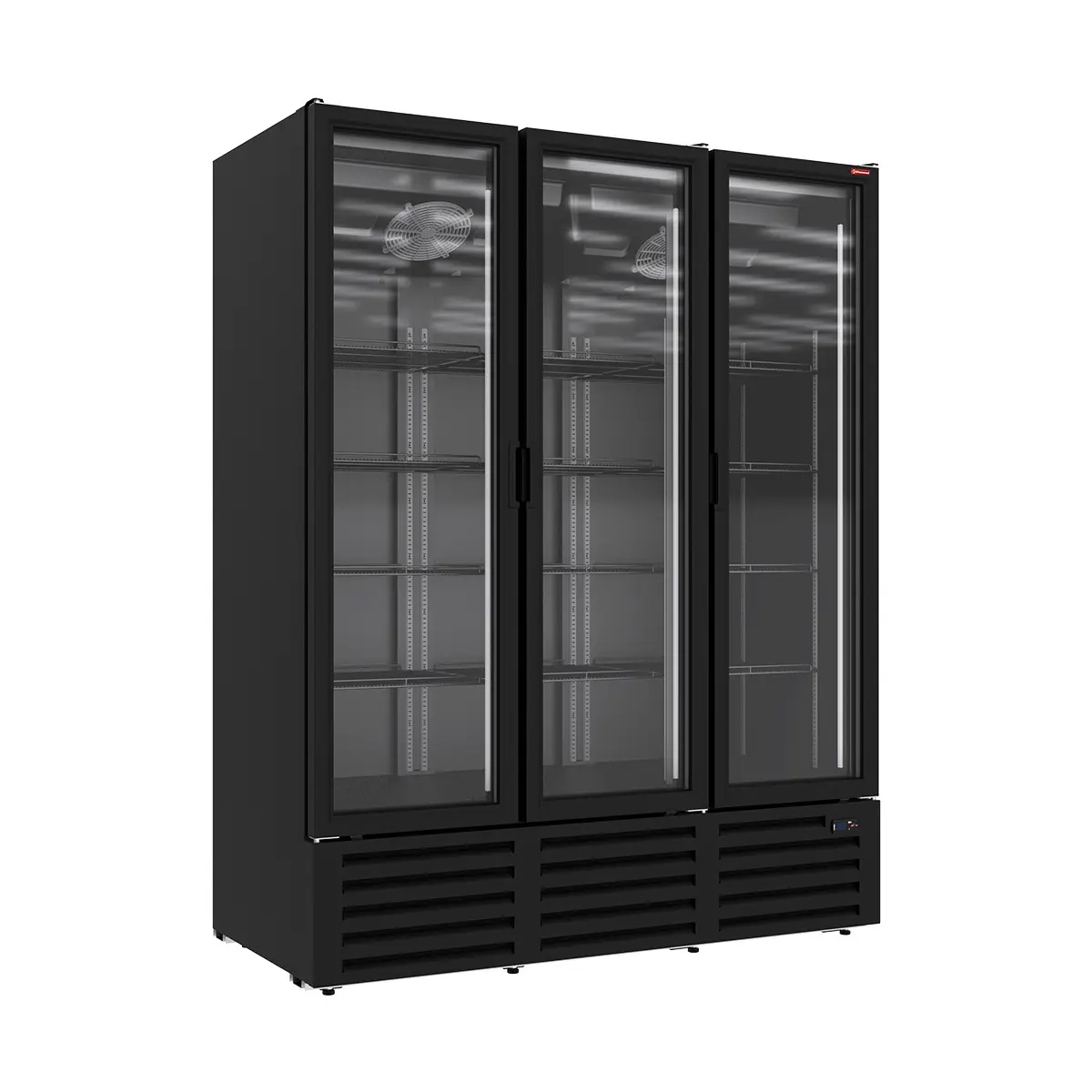 Vitrine ventilée positive 1455 litres, 3 portes battantes - NOIRE - 1600 x 736 mm
