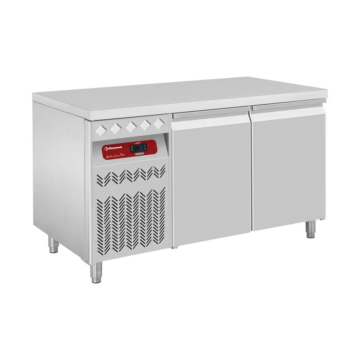 Table frigorifique ventilée, 2 portes GN 1/1, 260 Lit. groupe à gauche