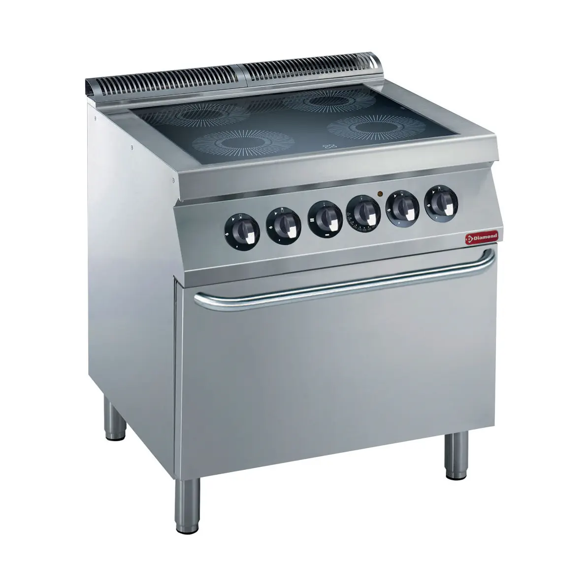 Fourneau électrique 4 plaques vitrocéramiques, four électrique GN 2/1