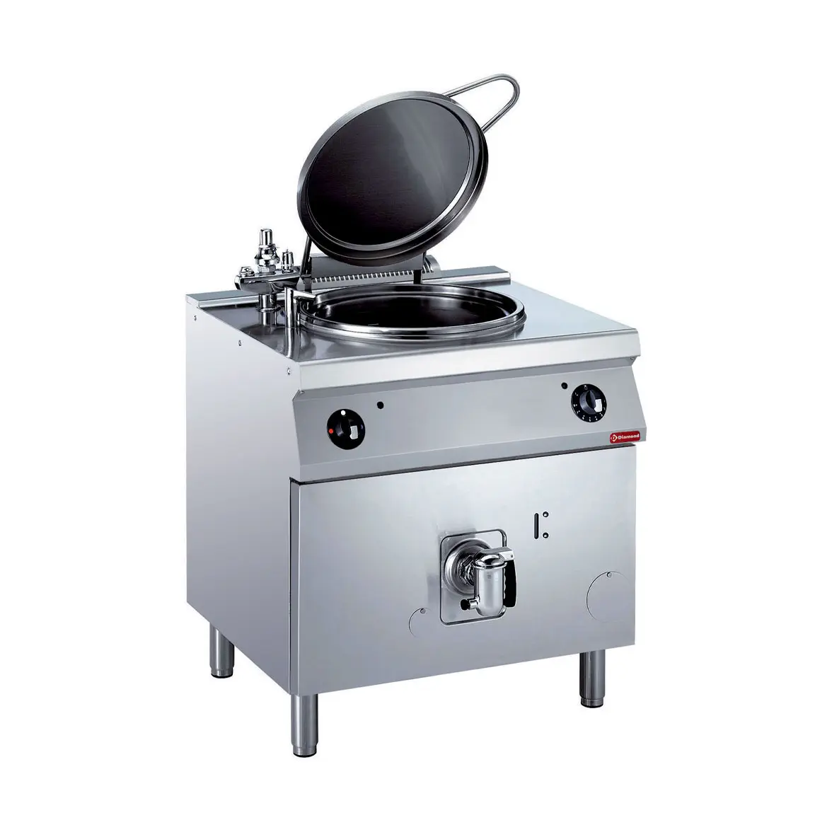 Marmite ronde électrique, 60 litres, chauffage indirect, sur meuble