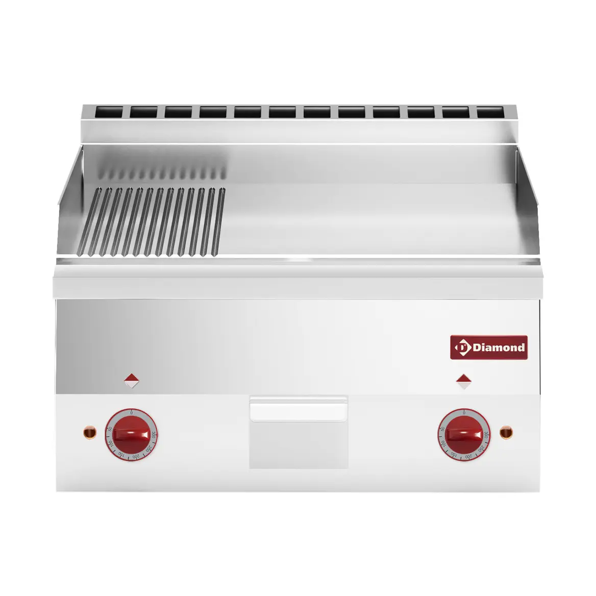 Plaque de cuisson électrique, 2/3 lisse et 1/3 nervurée "chrome" -Top-